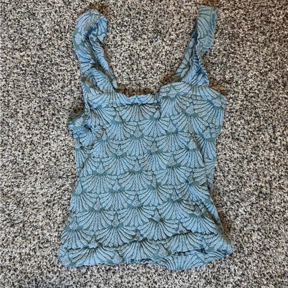 Teal scallop shell tank top